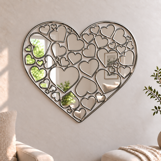 Heart With Mini Hearts Mirror

Add a fun and unique mirror to anywhere around the house with this heart shaped acrylic mirrors with mini heart detail.
