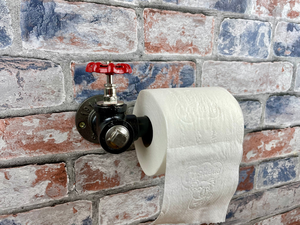 Industrial Style Pipework Toilet Roll Holder With Decorative Valve

Made to order By Splintered Furniture
