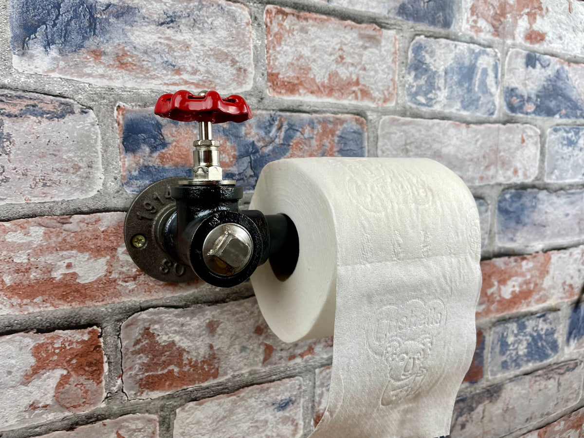 Industrial Style Pipework Toilet Roll Holder With Decorative Valve

Made to order By Splintered Furniture