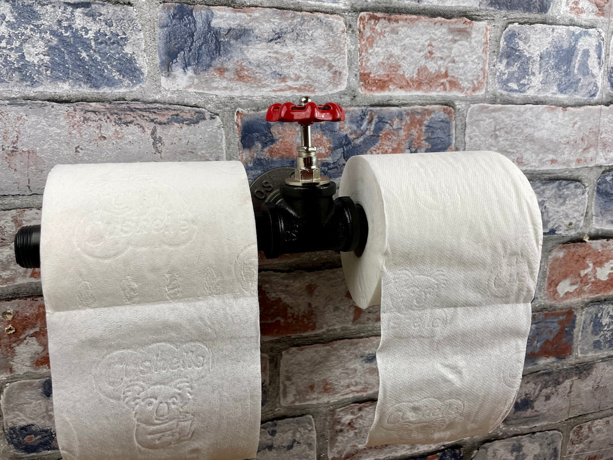 Industrial Style Pipework Double Toilet Roll Holder With Valve

Made to order industrial style metal pipework double toilet roll holder in a choice of colours. Handmade by Splintered Furniture