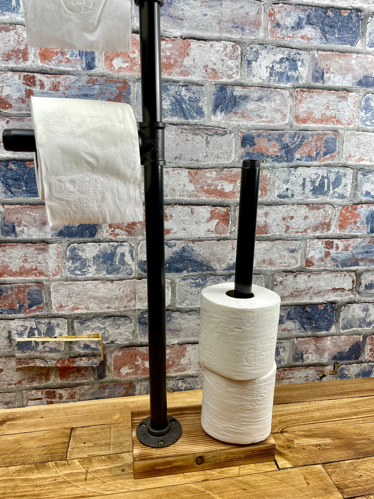 Pipework Steel Free Standing Double Toilet Roll Holder & Storage