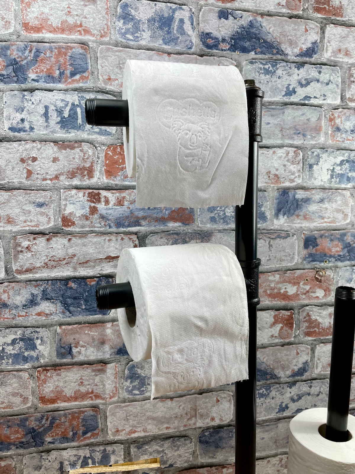 Pipework Steel Free Standing Double Toilet Roll Holder & Storage