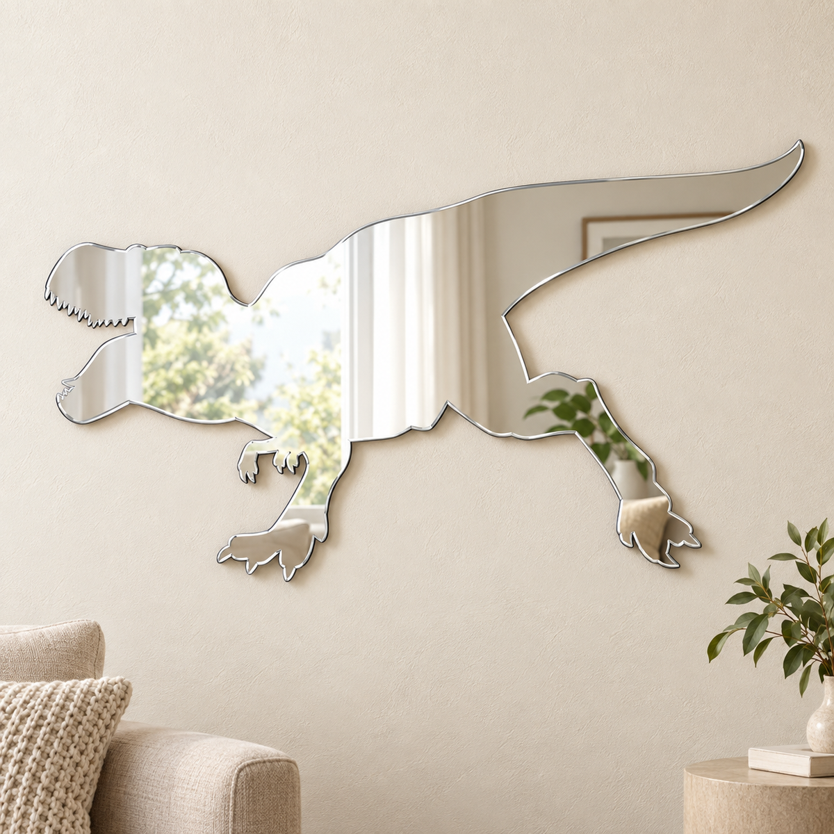 T-Rex Mirror

This fun and unique T-Rex mirror makes a great addition to any children's bedroom, playroom or play area.