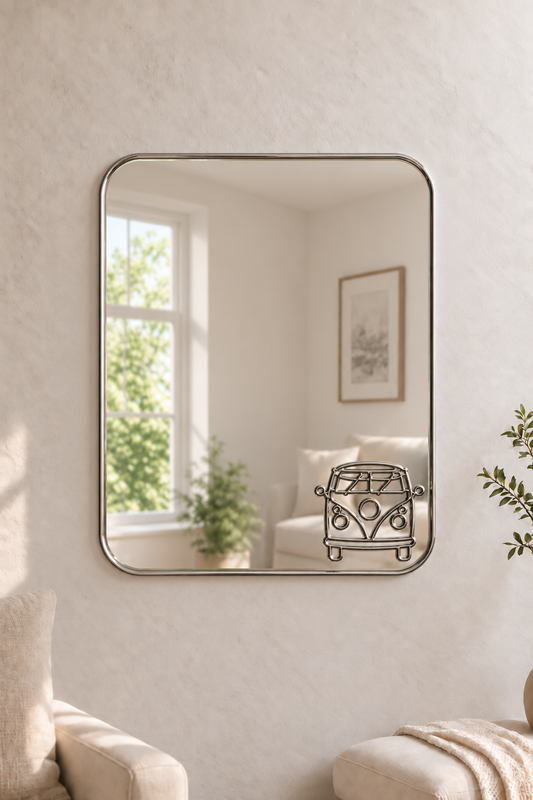 Camper Van Acrylic Mirror

Bring your favorite animal into your home decor with this square acrylic mirror with small Camper Van design. Its playful design is perfect for anywhere around the home

Made from 3mm mirrored acrylic rather than traditional glass, it is lightweight and shatter-resistant. The mirror sits flat against the wall for a clean, modern finish and is available in five sizes.
