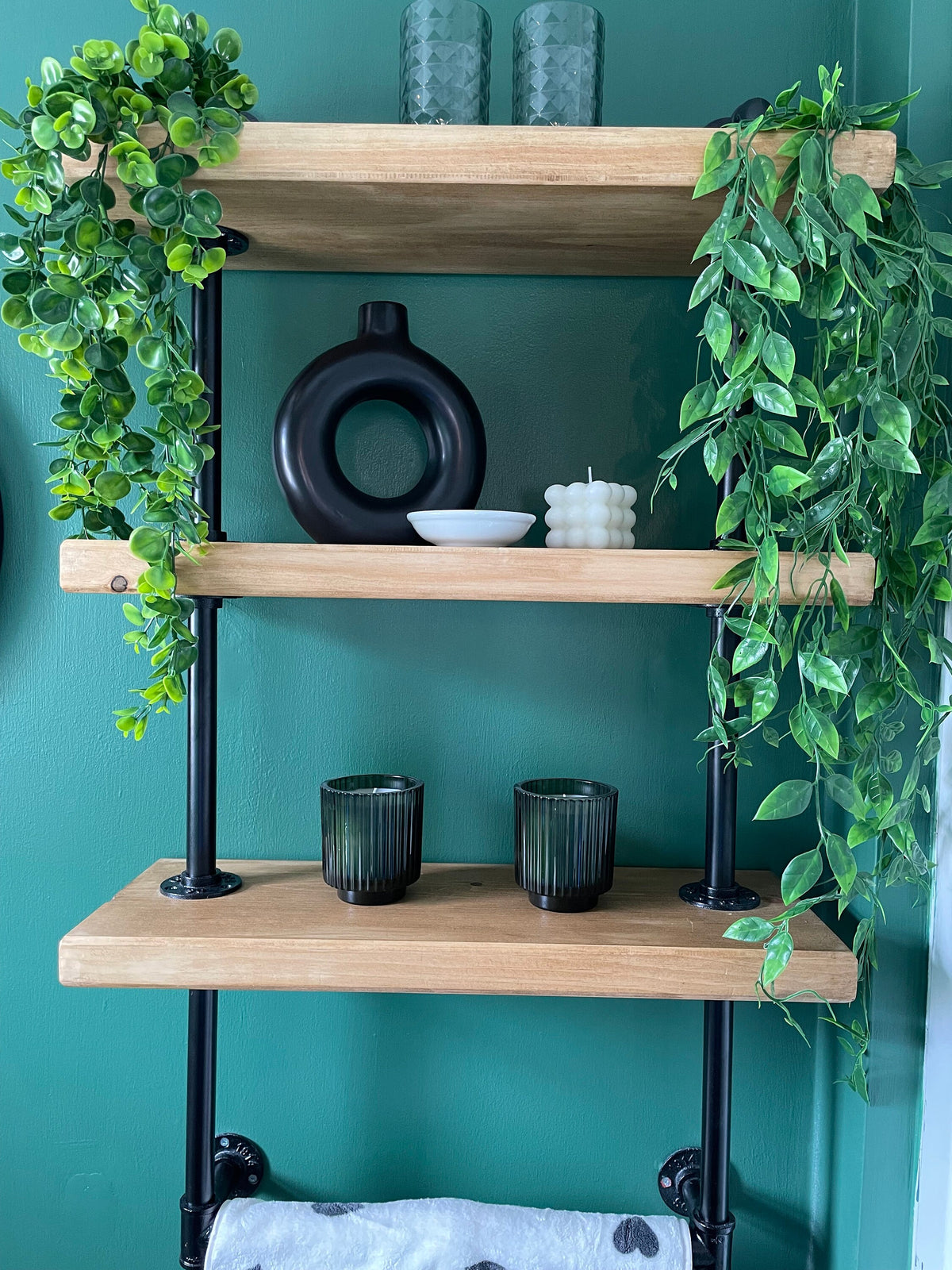 Industrial Style Bathroom Shelving Unit With Towel Rail