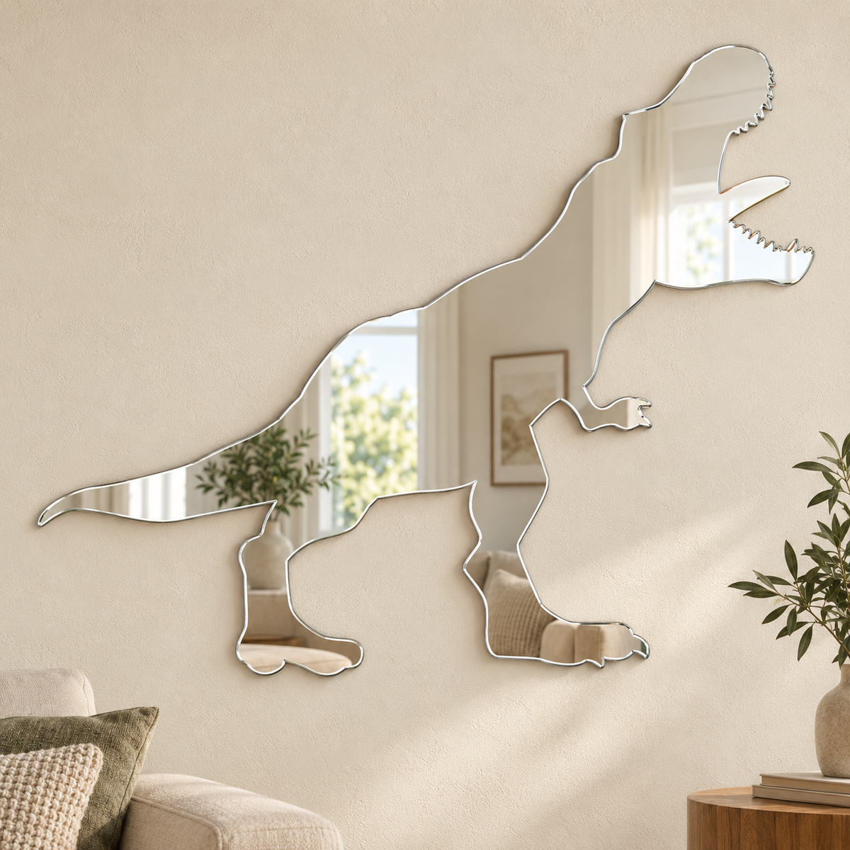T-Rex Mirror

This fun and unique T-Rex mirror makes a great addition to any children's bedroom, playroom or play area.